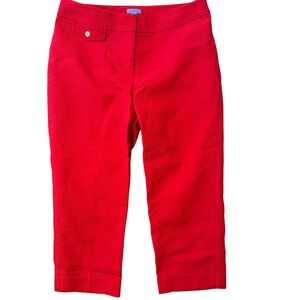 J. McLaughlin Textured Capri Crop Pants Gold Button Preppy Nautical Womens 10